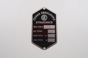 Typový štítok ČZ 125 B/T/C